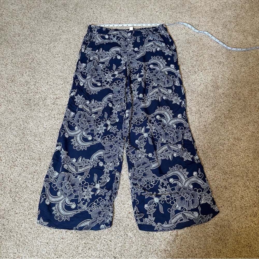 Roxy Navy Wide-Leg Paisley Print Palazzo Pants
